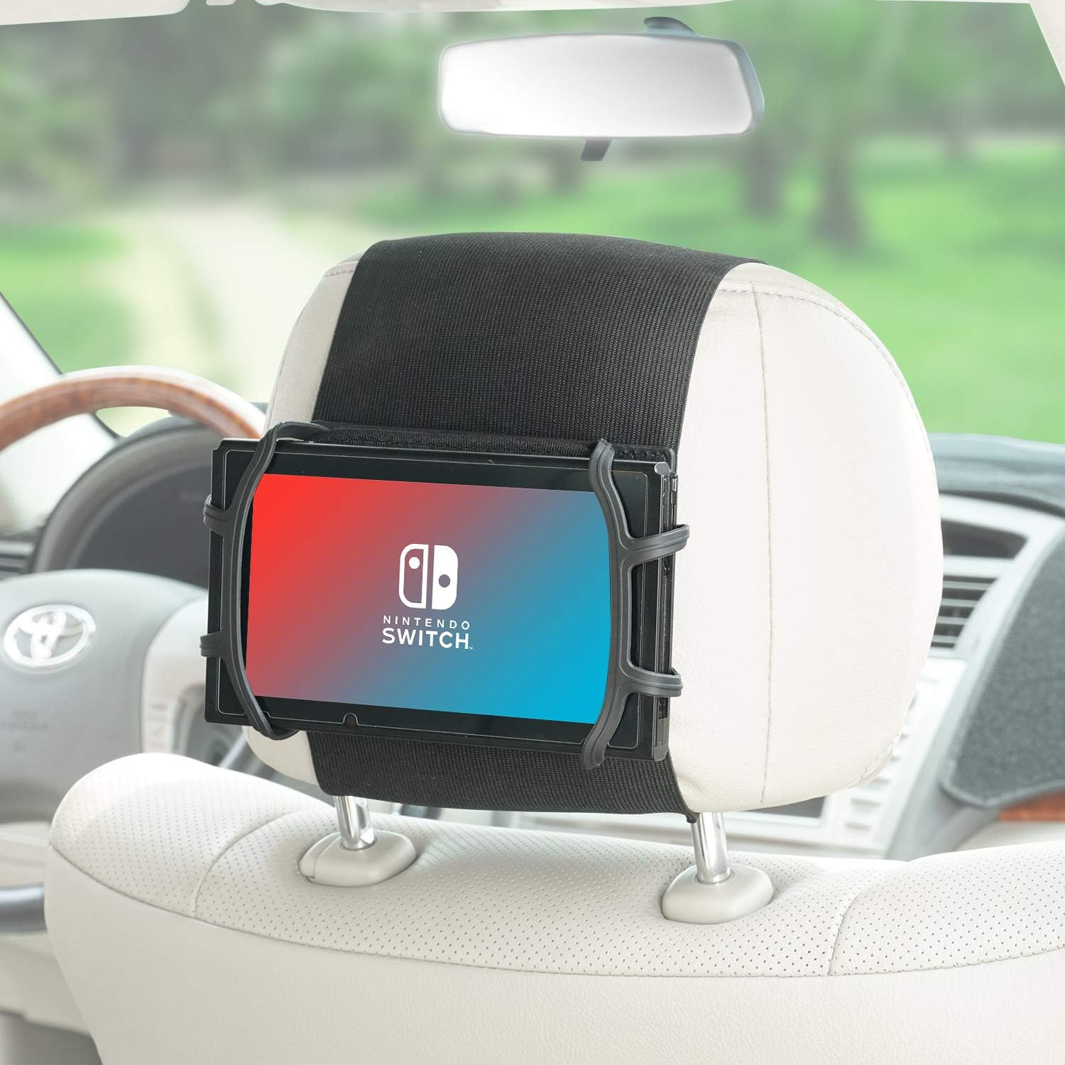 TFY Ninitendo Switch Car Mount Swivel Car Headrest Mount Silicon Holder for Game Machine Nintendo Switch image number 1