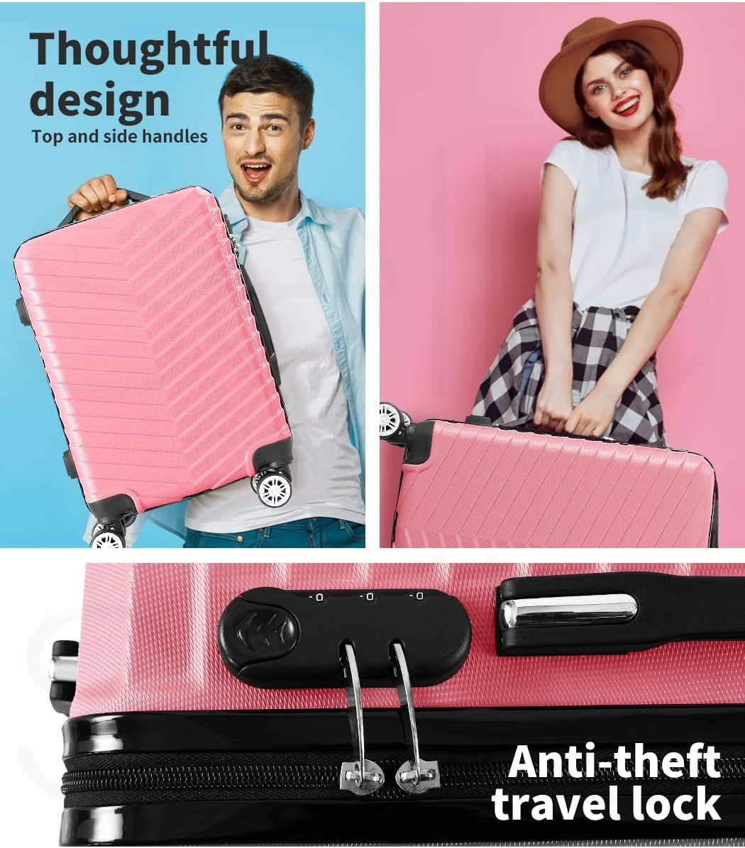 Slimbridge 20" Inch Luggage Suitcase Trolley Travel, Packing with Built-In Lock, Hard Shell, Wheels 360&deg; Spinner Luggages Suitcases Carry on Bag, Rose Gold image number 3