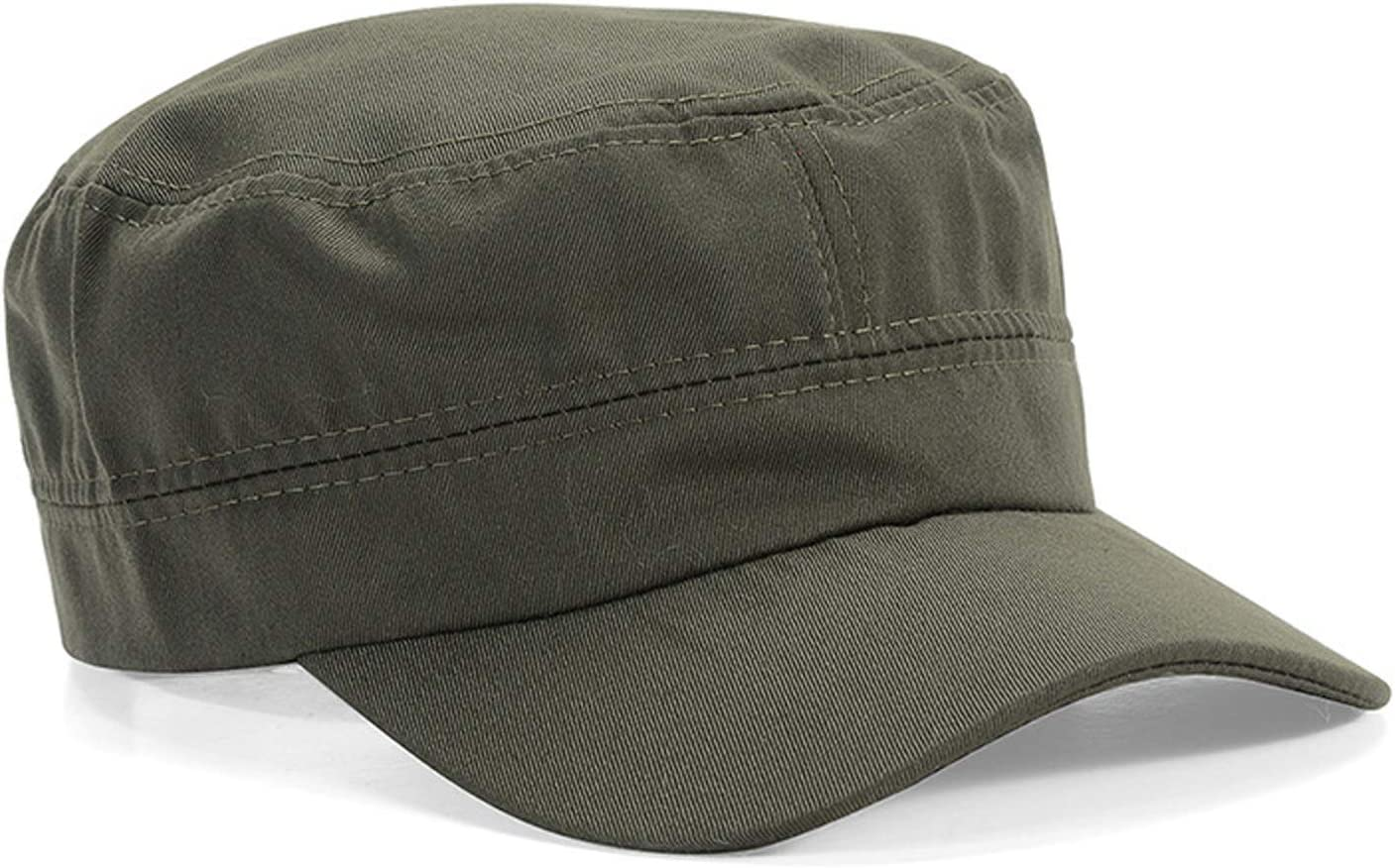 Adjustable Unisex Flat Top Twill Classical Baseball Cap Military Hat 22-23.6 in Cadet Cap (Green) image number 1