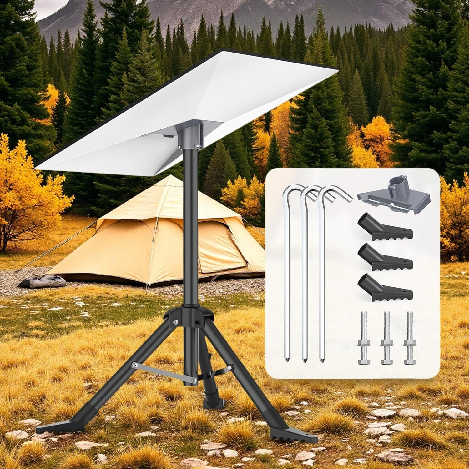 Starlink Gen 3/Starlink Mini Tripod with Tubular Adapter, Outdoor Portable Starlink Mounting Kit, Foldable Satellite Mounting Tripod for Camping and RV Travel. image number 1