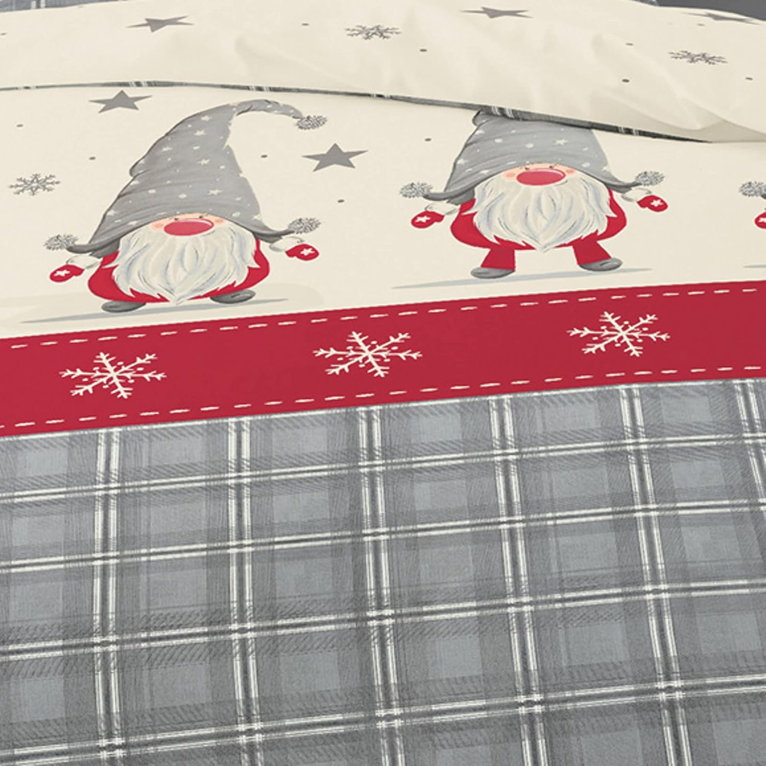 Bierbaum 3743 Flannelette Bed Linen, 100% Cotton, Designed in Germany, Grey 10, 135 X 200 + 80 X 80 Cm image number 1