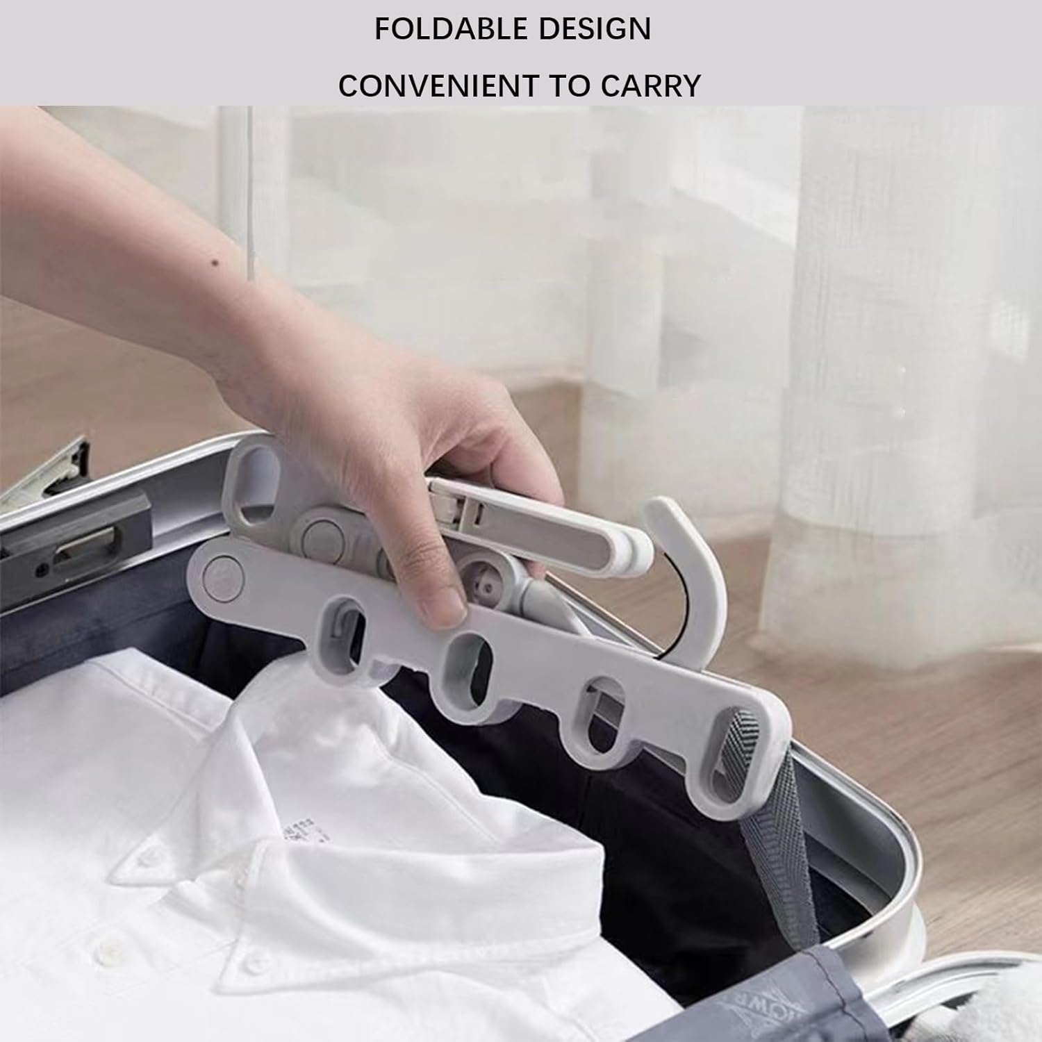 LXLM 2 Packs Folding Travel Hangers Clothes Drying Rack with 5 Holes,Collapsible Drying Rack Laundry Clothes Hanger Suitable for Outdoor Camping Trips, Student Apartment, and Hotel Apartments image number 2