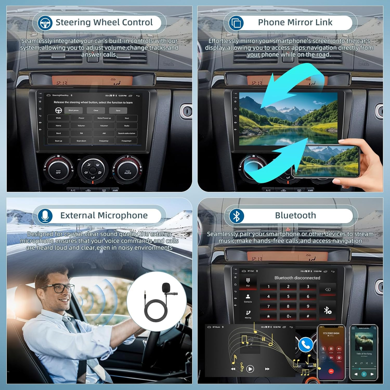 2+64G Car Radio for Mazda 3 2004-2009 - Wireless Carplay & Android Auto - 9 Inch Android 13 Stereo with Wifi/Eq/Gps + AHD Rear View Camera image number 3