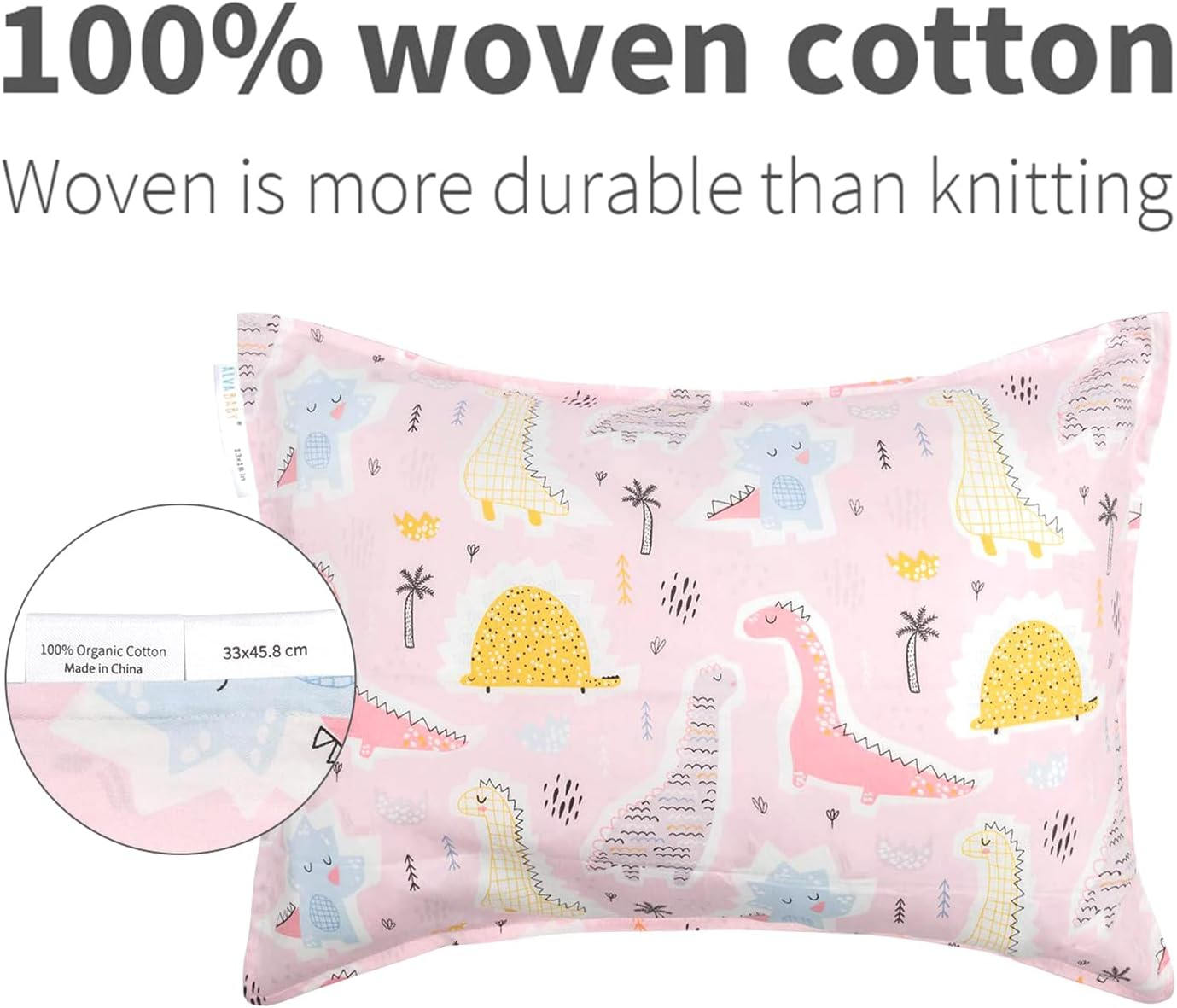 ALVABABY Toddler Pillowcases Fits 13 X 18,12X 16 Kids Pillow Cover Organic Cotton Baby 2 Packs Envelope Kids Pillowcases for Boy Girl Sleeping Travel 2TPW28-AU