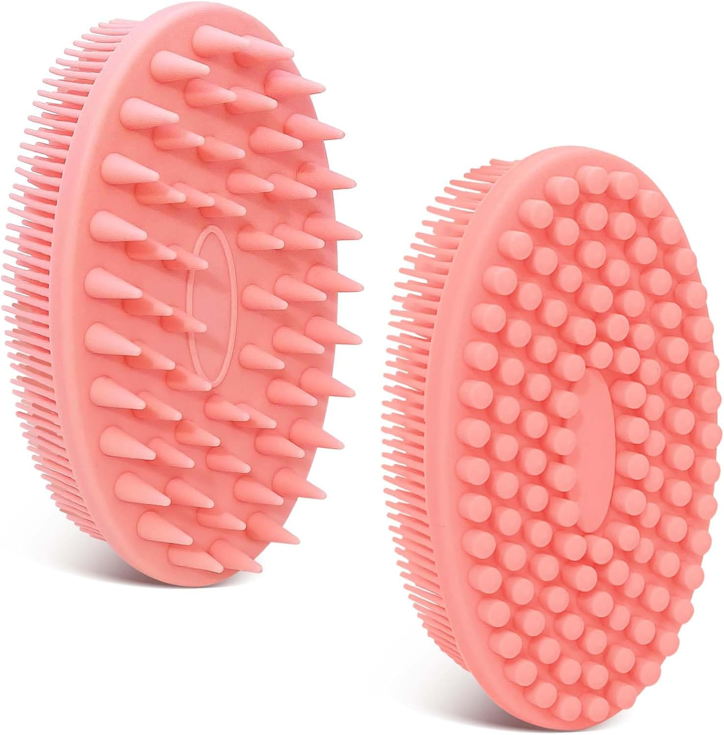 GEENOA Soft Silicone Body Scrubber 2PCS, Dual-Side Silicone Loofah for Shower, Gentle Loofa Alternative, Replaceable Brush Head to Be Used Alone or with Long Handle (Pinkx2) image number 5