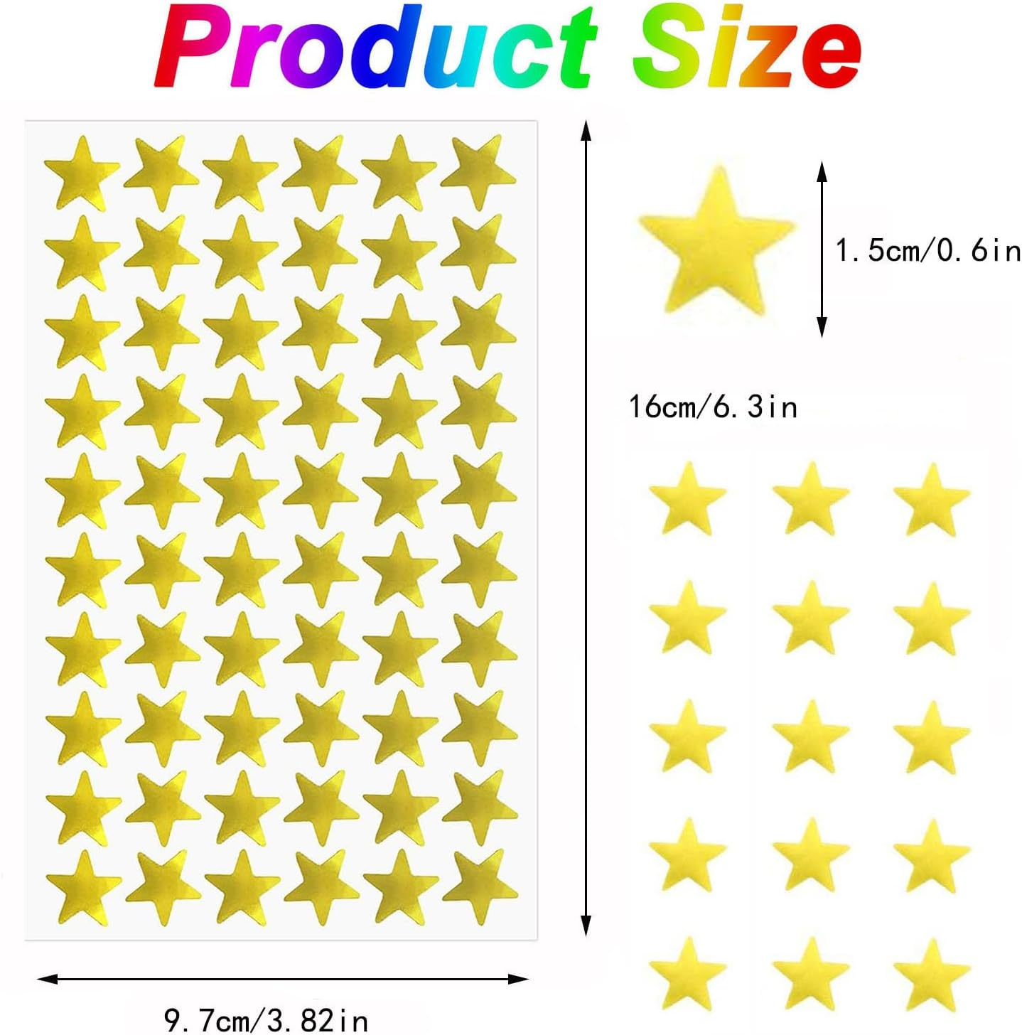 1620 Pack Star Stickers, Foil Gold Star Stickersr, 0.6" Diamete Small Foil Star Stickers, Small Foil Star Stickers for Kids Reward Home, School, Bar, DIY and Office Decoration (Gold) image number 6