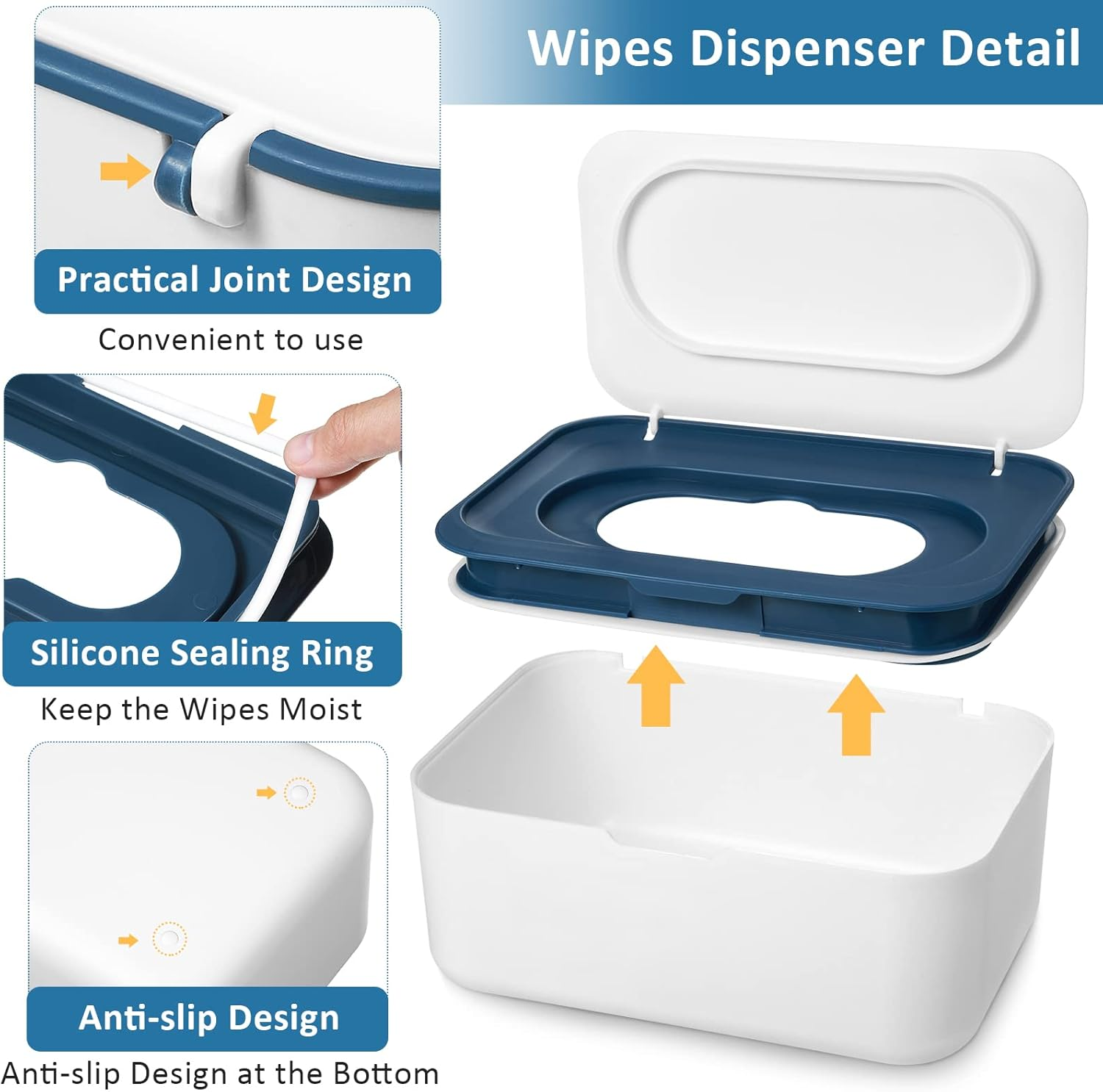 3 Pieces Baby Wipes Dispenser Baby Wipe Holder Container Case with Sealing Design Refillable Box Keeps Wipes Fresh Easy Open and Close for Bathroom Nursery image number 2