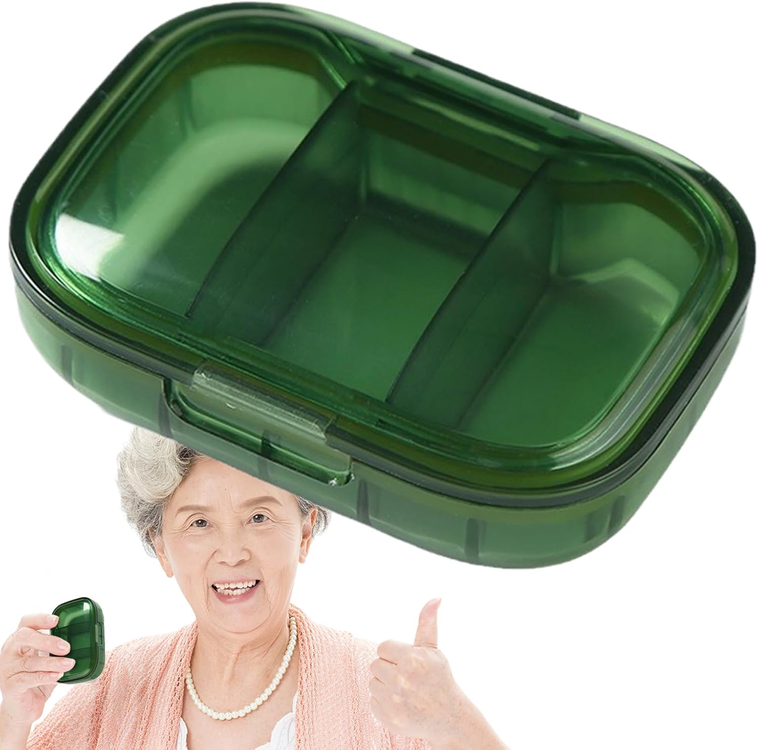 Clear Travel Pill Box - 7X5X2.6Cm Daily Pills Organizer, Portable Pill Box Aesthetic, Separate 3 Compartment Travel Pills Container | Medication Case for Pocket Purse, Daily Supplements image number 4