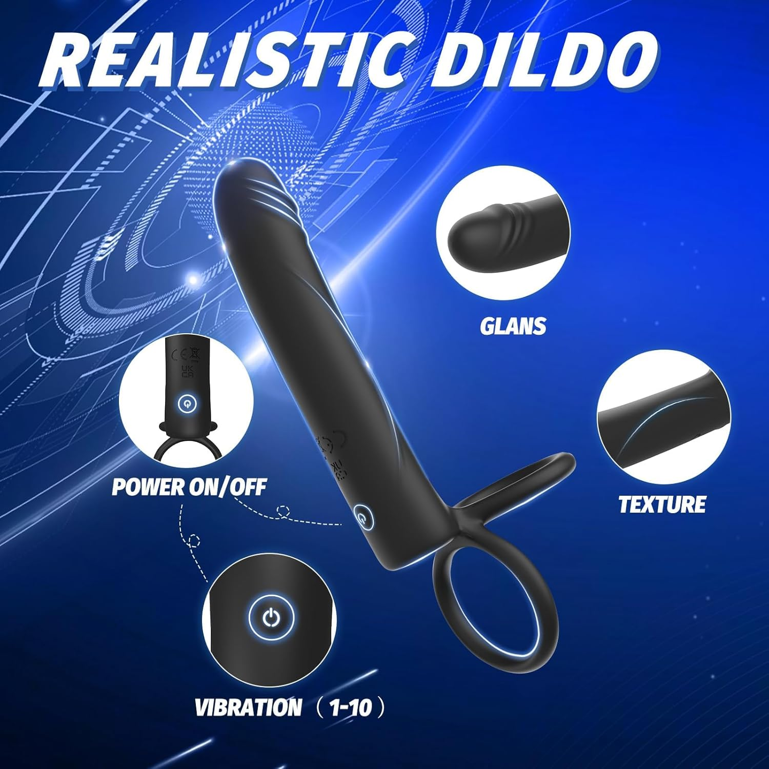 Anal Dildo Vibrator Sex Toys for Men, Strap-On Dildo Butt Plug with Vibrating Cock Ring, Male Penis Vibrator with 10 Vibration Modes, Double Penetration Pleasure for Men and Couples Adult Sex Toys image number 4