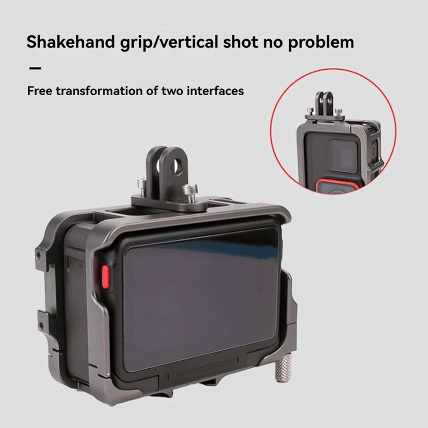 YUULNMOP Aluminum Metal Frame Cage Case for Insta360 Ace/Ace Pro Sports Camera,Vertical Horizontal Protective Frame Housing Sleeve with Double Cold Shoe for Video Light Microphone image number 4