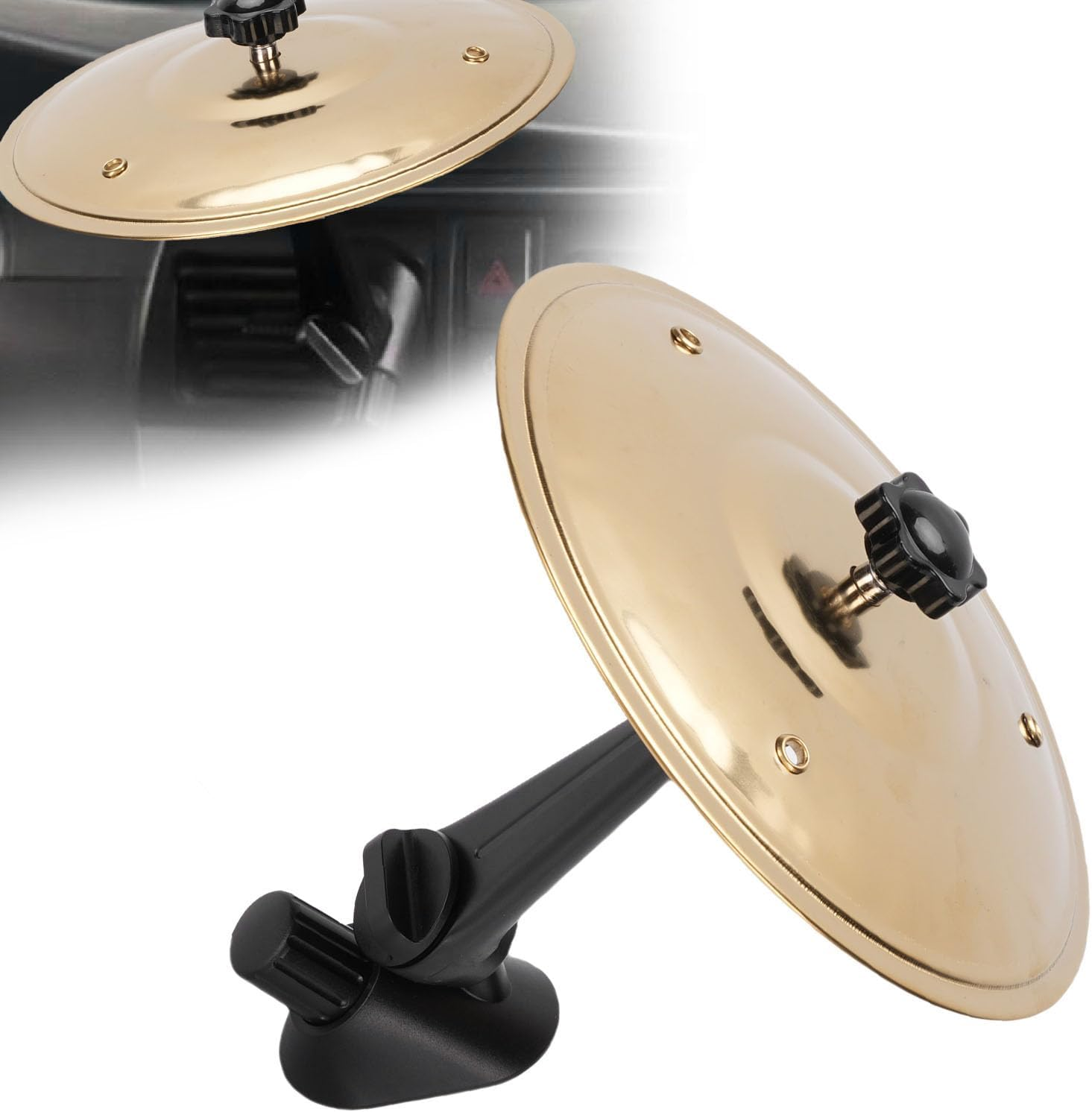 Diyeeni Car Crash Cymbal, Car Air Vent Crash Cymbal, Make Your Driving More Fun, Clip-On Mini Cymbals for All Types of Vehicles (Gold)