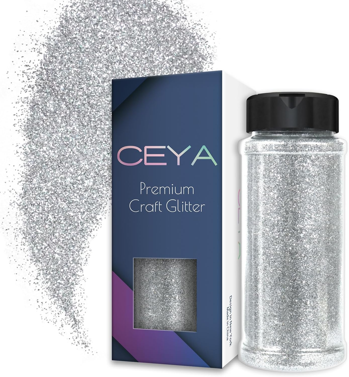 Ceya 3.8Oz/ 110G Ultra Fine Glitter Powder Silver Glitter 1/128&rdquo; 0.008&rdquo; 0.2Mm for Slime Epoxy Resin Craft Tumbler Jewelry Nail Art Festival Makeup Scrapbook Painting Wedding Cards - Aquamarine image number 6