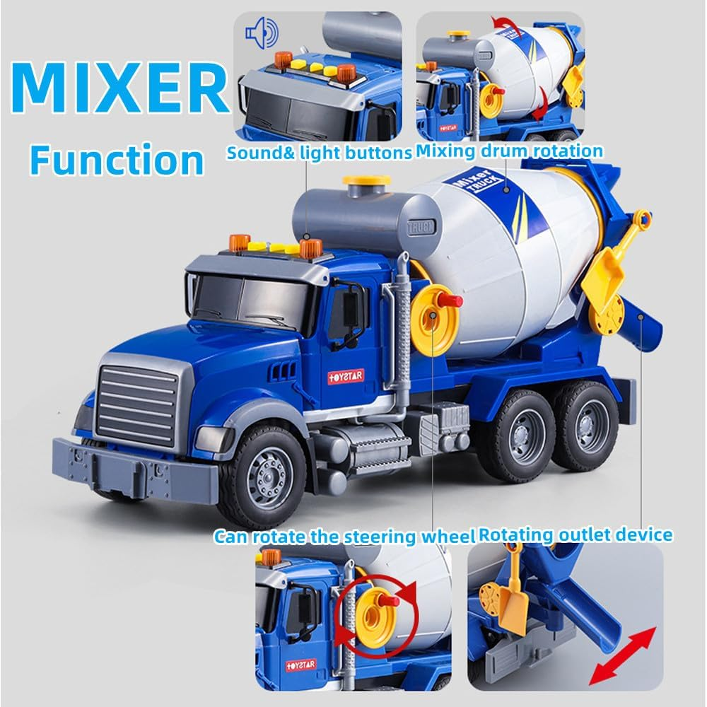 Cement Mixer Toy Truck for Boys,Large Construction Toys with Lights & Sounds,Mixer Car Toy Truck for Age 4-7 image number 5