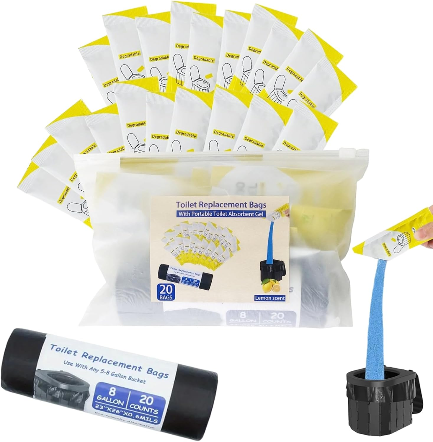 Poop Gel - Camping Poop Gel Pee Powder | Pee Deodorizer Odor-Eliminating Coagulant for Fishing Trip Survival Hunting RV Outdoor Travel Hiking image number 3