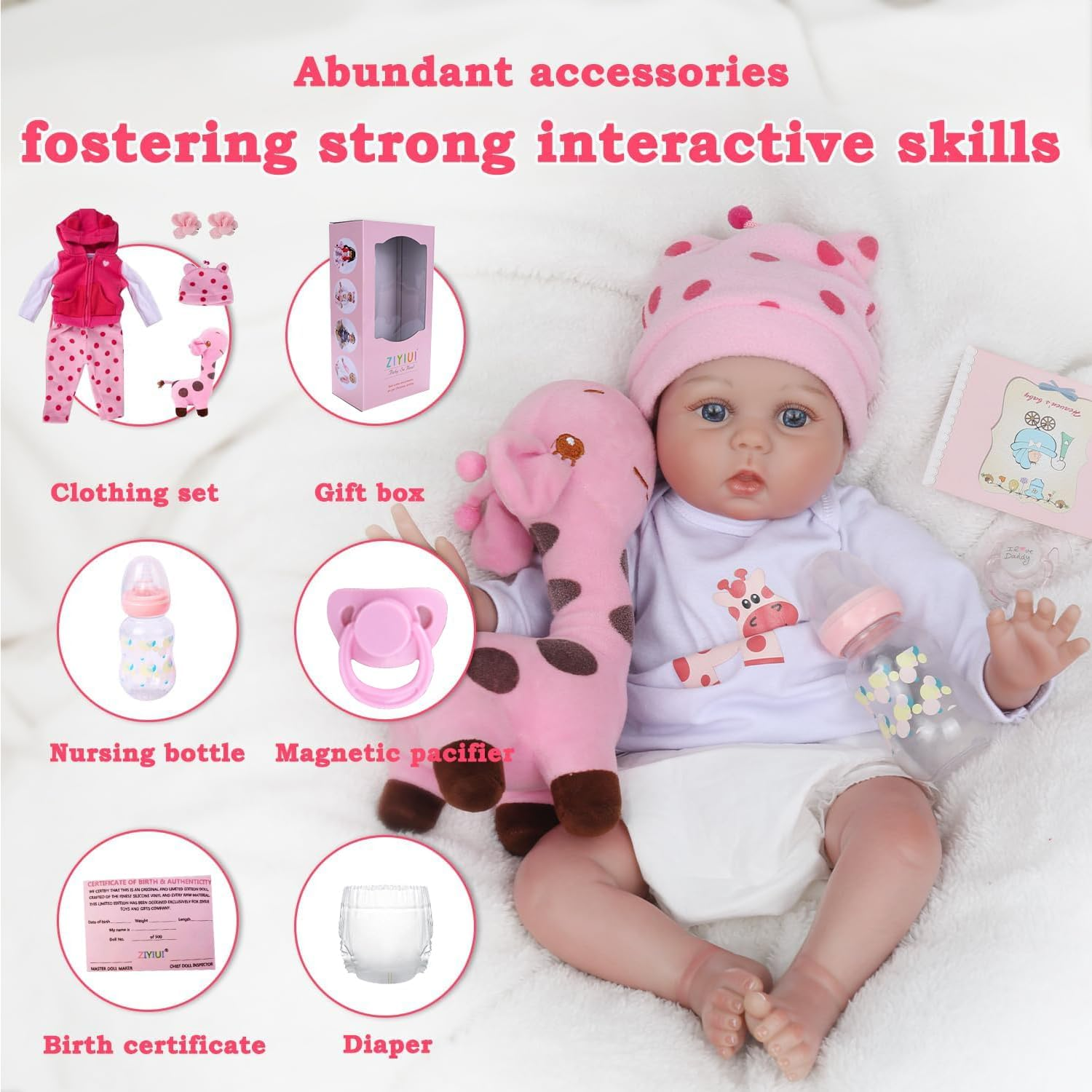 ZIYIUI Reborn Baby Dolls 22"/55Cm Lifelike Soft Silicone Vinyl Newborn Reborn Doll Lifelike Anatomically Correct Baby Girl Doll image number 2