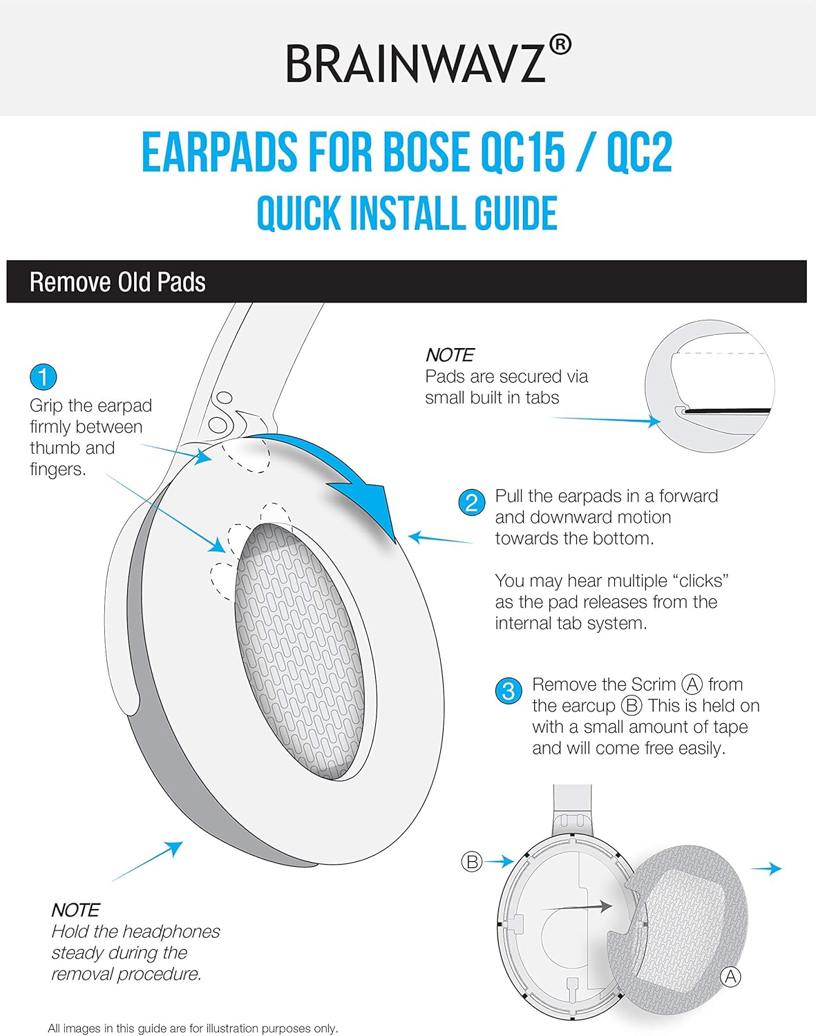 Replacement Earpads for Bose QC15 Headphones, Upgraded Quality W/Real Memory Foam, High Grade Replacement Ear Pad Material, Also Fits Quietcomfort 15 2 Ae2 Ae2I Ae2W, by Brainwavz - Qc35 image number 5