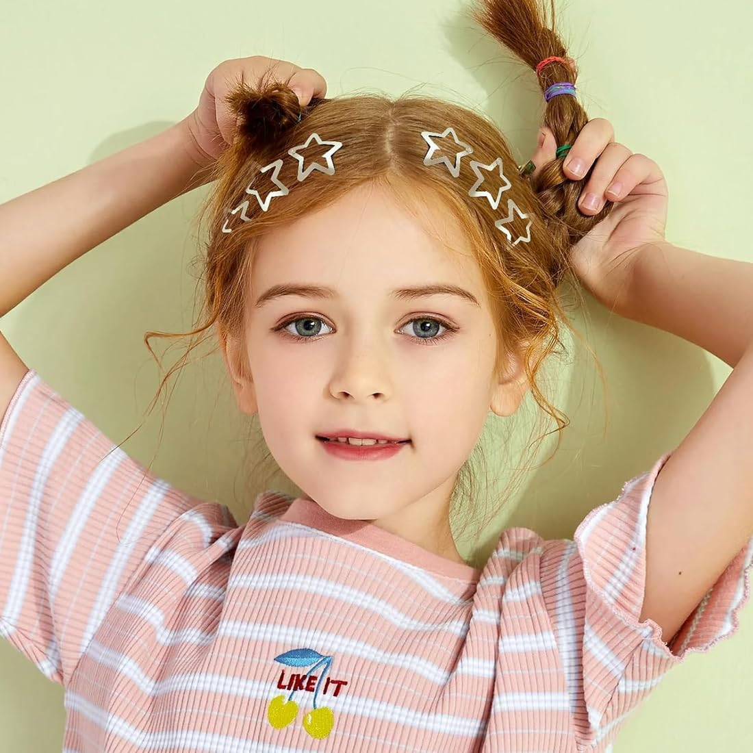 GHPKOTW 20 Pieces Metal Star Hair Clips with Snap Closure Silver Cute Small Hair Clips Hollowed Star Hairpin Kids Women image number 4