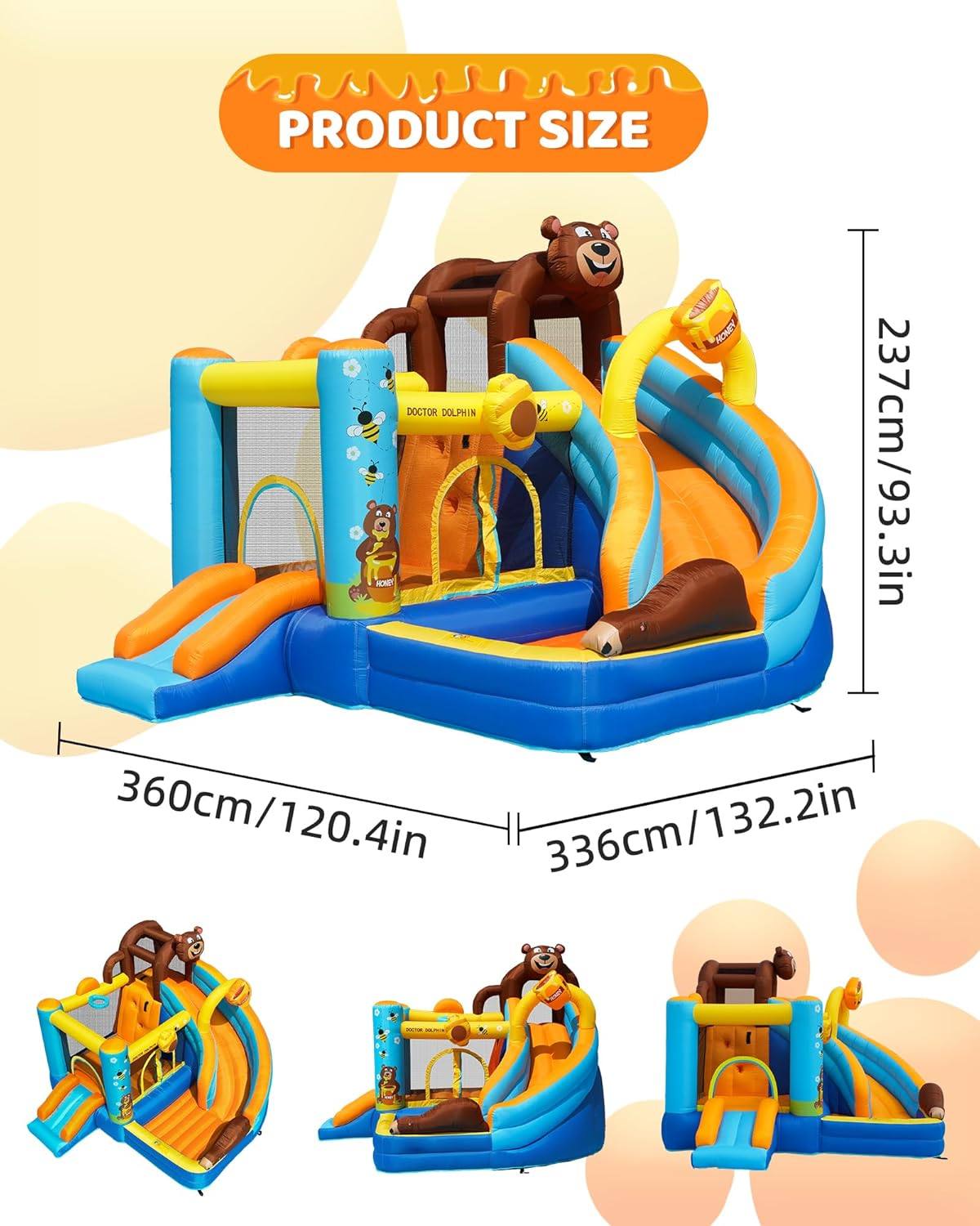 X Doctor Dolphin Inflatable Bounce House for Kids Fun, Double Slide Jumping Inflatable Bouncer Blow up Toddler Bouncy House for Kids 2-12 with Blower Use for Indoor&Outdoor image number 1