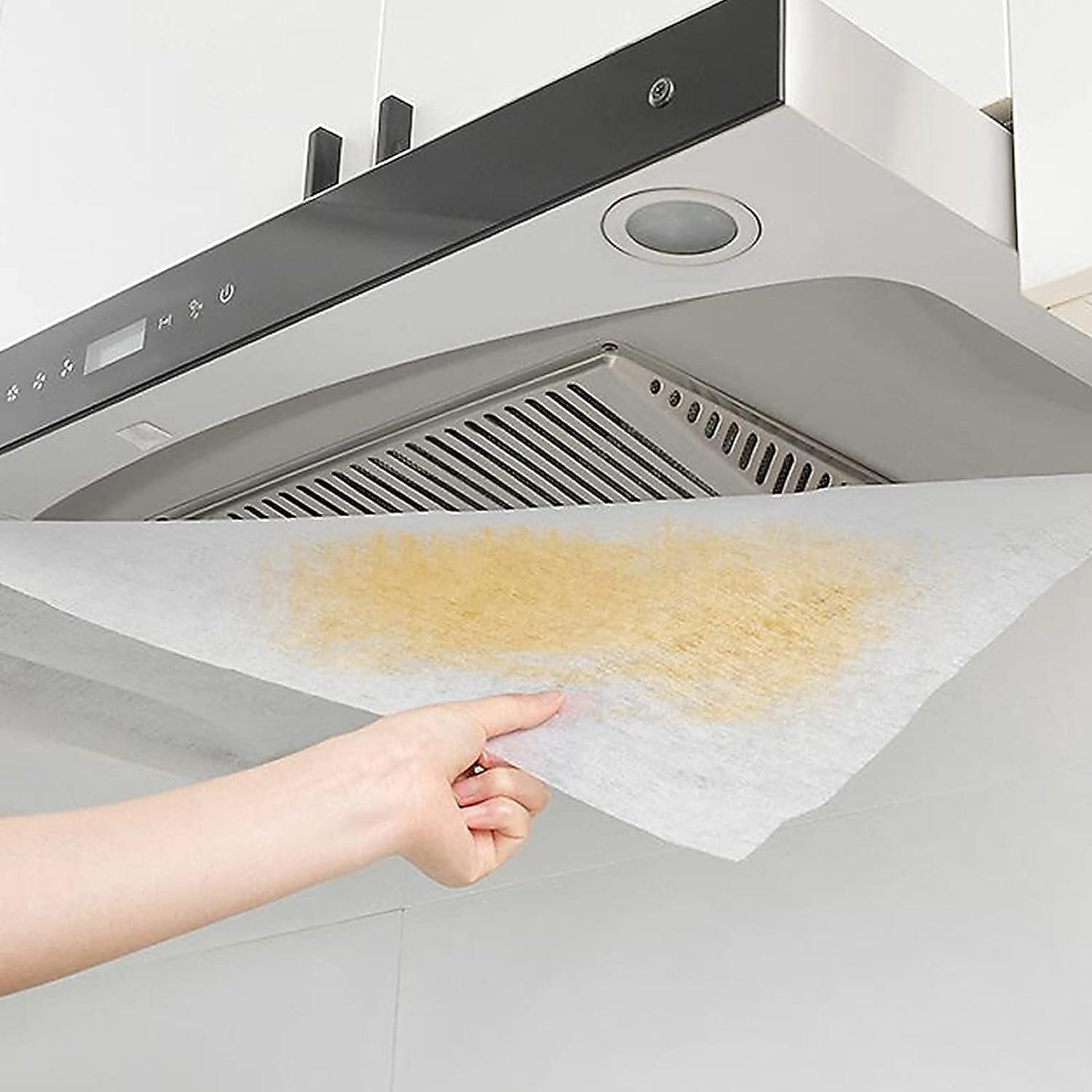 Range Hood Filters, Nonwoven Fabric Range Hood Replacement Filter with Adhesive Strips and Magnetic Block, anti Oil Filter Paper for Kitchen (2*Range Hood Filters 2*Adhesive Strips 16*Magnetic Blocks) image number 1