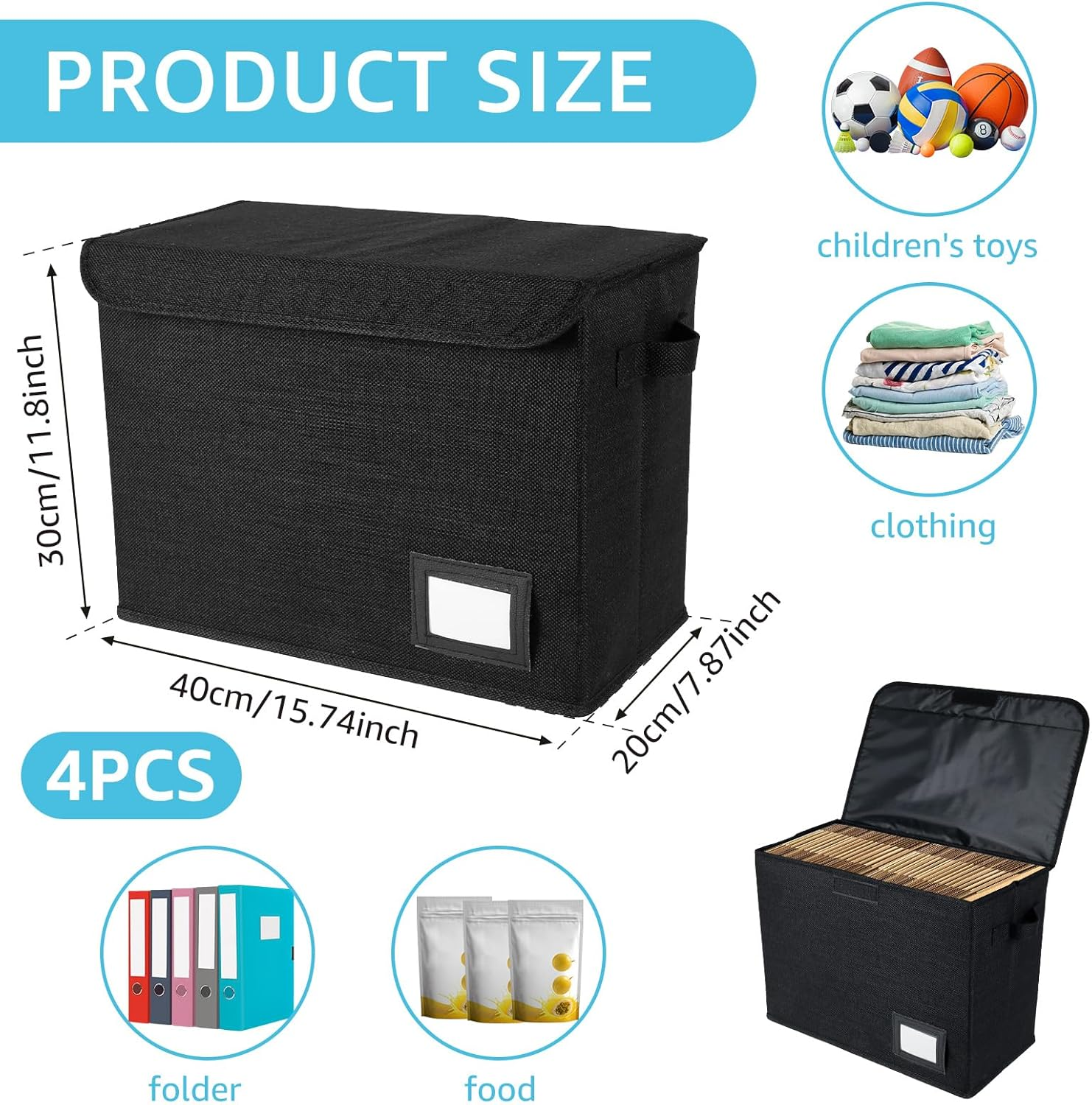 DJAPWPX 4 Pcs Comic Book Storage Box with Enclosed Lid and Handles Holds 150-180 Comic Books for Wardrobe Closet Shelf Office image number 4