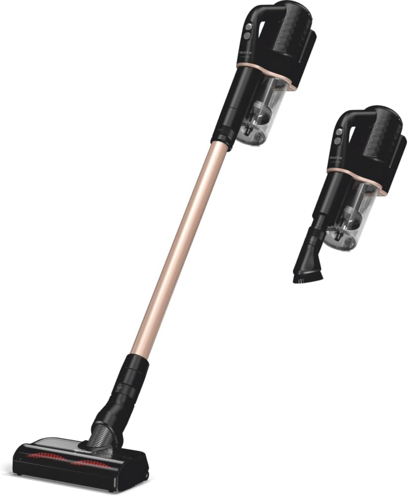 Miele Duoflex HX1 Total Care Cordless Stick Vacuum Cleaner, Multifloor Electrobrush, Fine Dust Filter, Speedlock Wall Mount Included, Obsidian Black/Rose Gold
