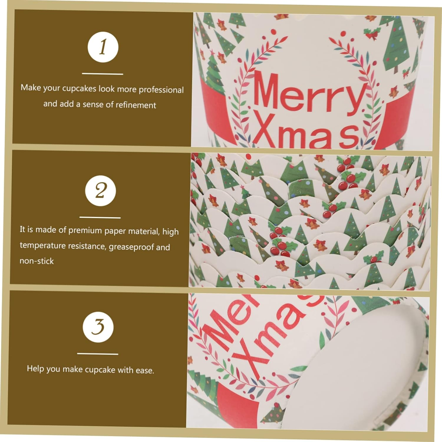 STOBAZA 150Pcs Baking Cup Cake Cup Muffin Non-Stick Assorted for Baking Supply Cake Liners for Christmas Party Random Color image number 2