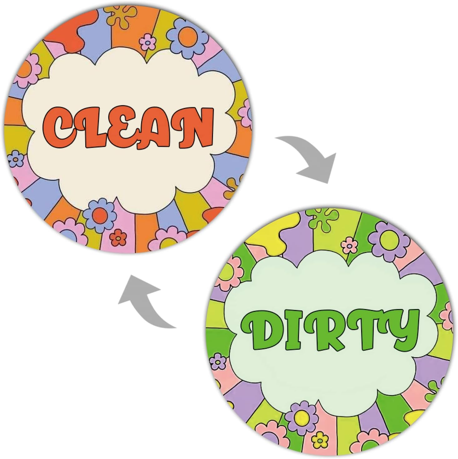 Clean Dirty Magnet for Dishwasher (04. Happy Flower)