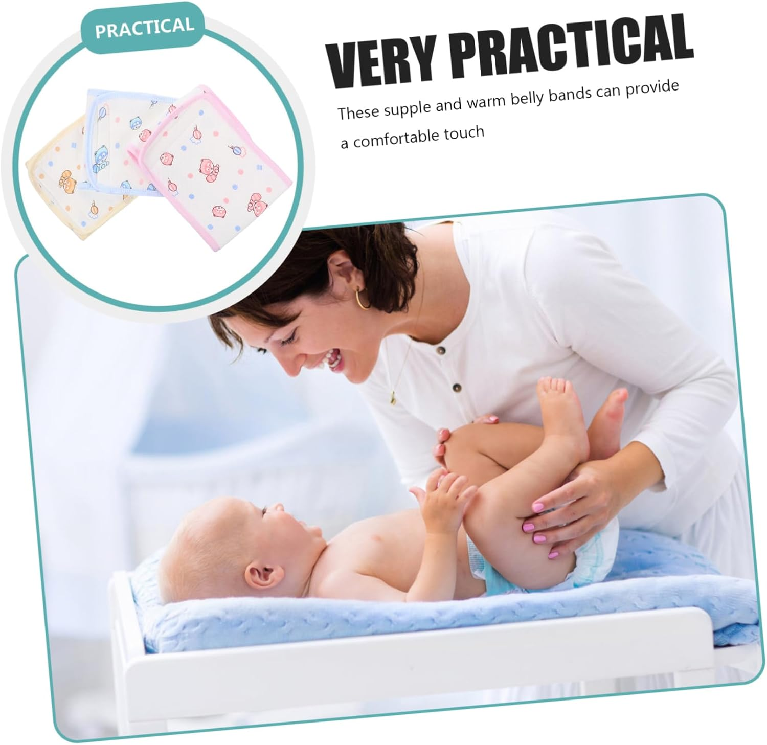 ERINGOGO 3Pcs Boy Girl Belly Protector Newborn Belly Band Decorative Navel Straps for Comfort image number 3