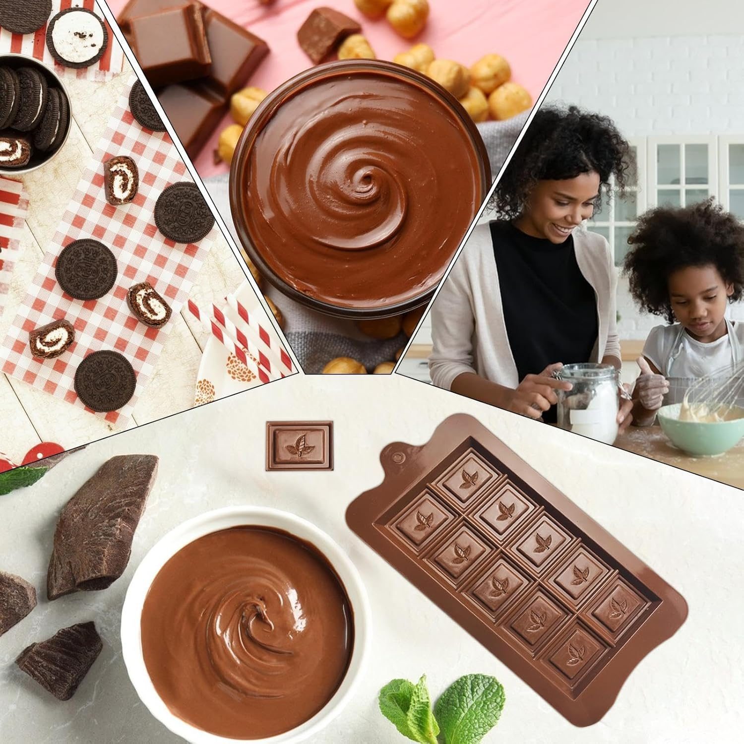 Chocolate Mold - 10 Cavities Mold | Chocolate Molds Reusable Non-Stick Square Molds for Halloween Christmas New Year image number 6