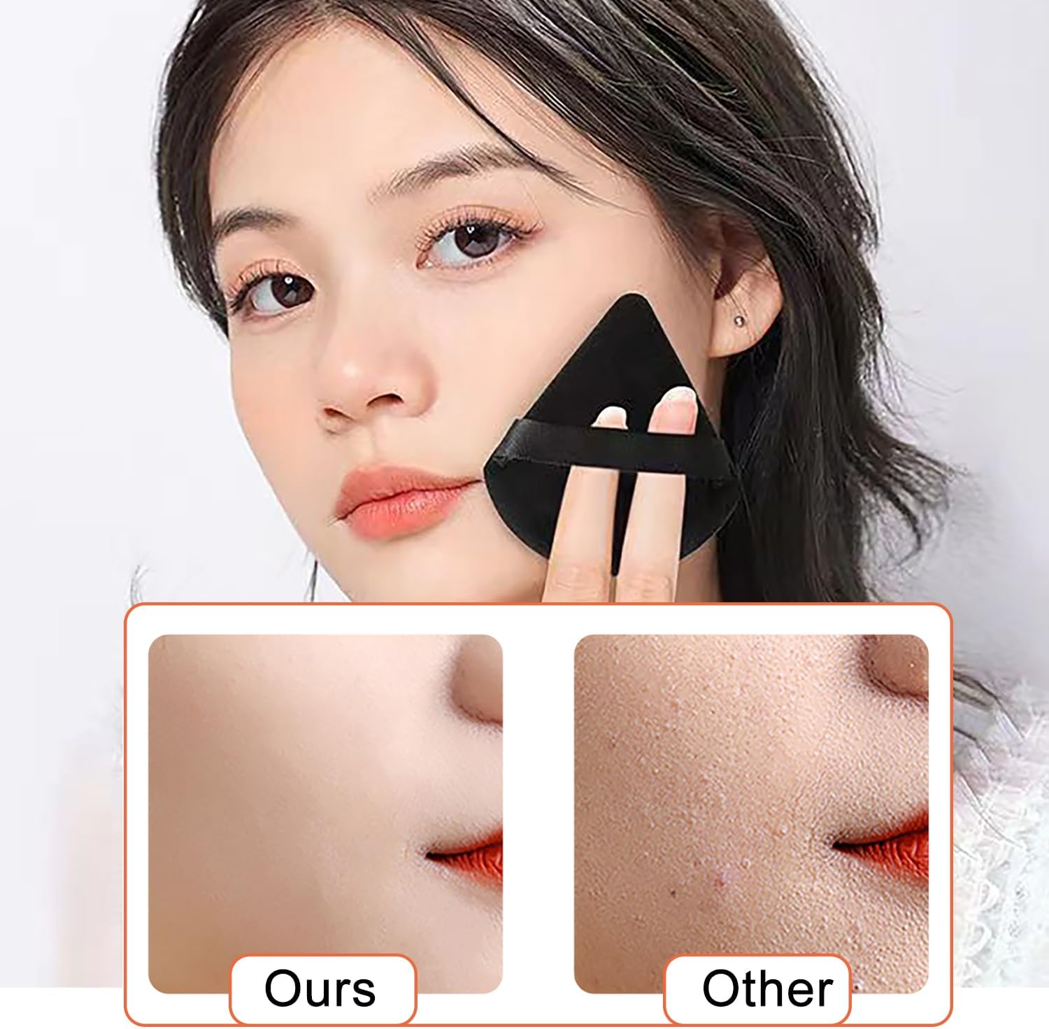 8 Pieces Triangle Makeup Powder Puff, Face Sponge Powder Puff, Washable Reusable Sponge, Wet Dry Makeup Tool for Loose Powder or Foundation Blush (4Black + 4Grey) - Black+Grey image number 6