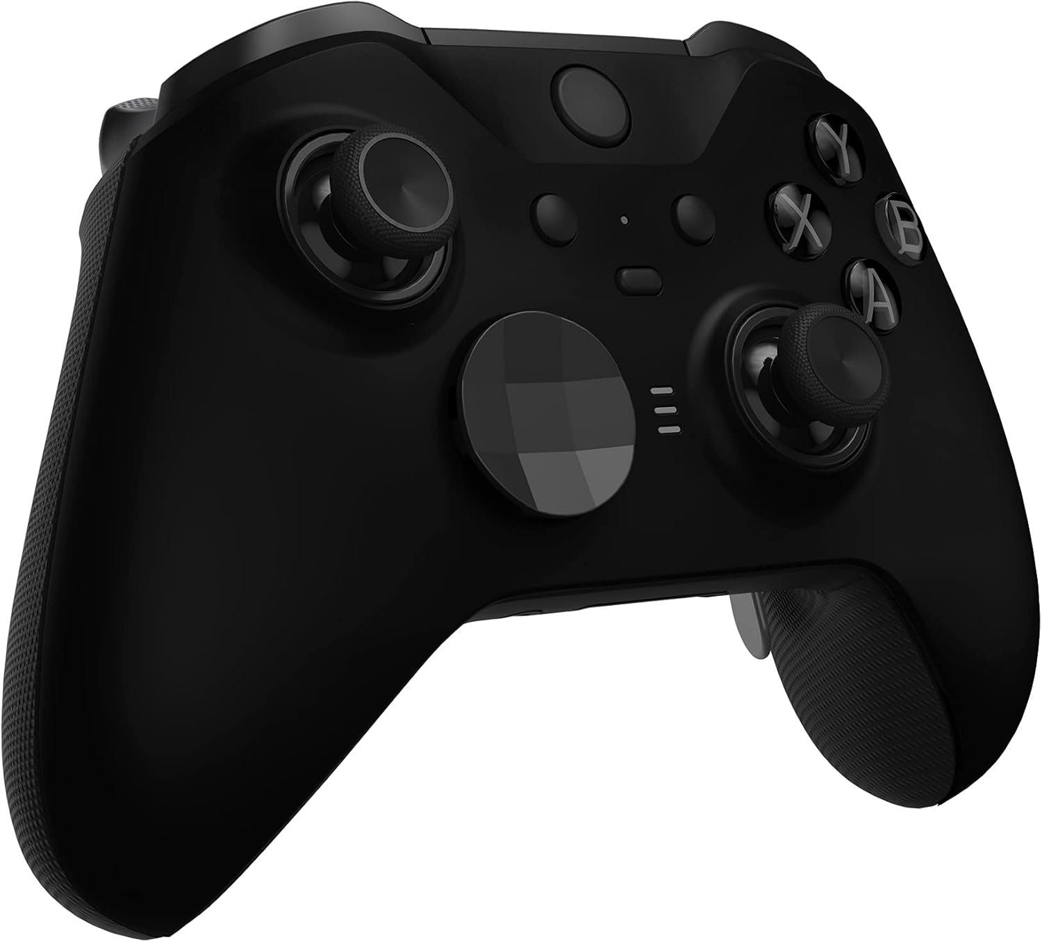 Extremerate Black Soft Touch Grip Faceplate Cover, Front Housing Shell Case Replacement Kit for Xbox One Elite Series 2 Controller Model 1797 - Thumbstick Accent Rings Included - Black image number 4