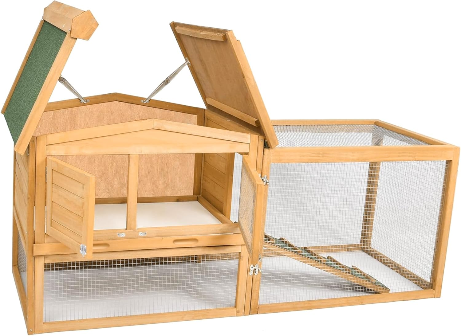 Topet Chicken Coop Rabbit Hutch Large Wooden Pet House Run Cage Outdoor Farm Animals Pet Habitat (Pt-Hutch-Kht-528) image number 2