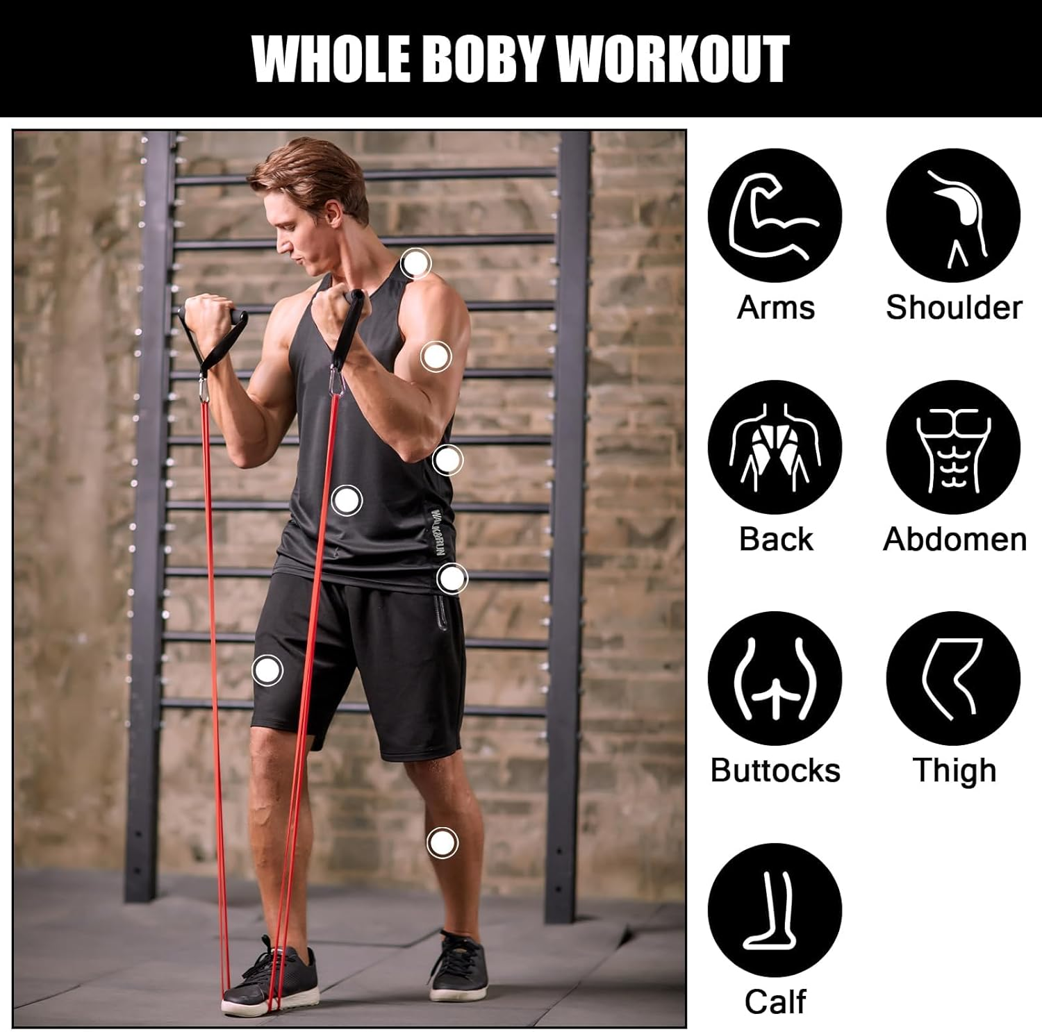 Resistance Bands, Pull up Assist Bands - Workout Eexercise Long Resistance Bands Set for Working Out, Fitness, Training, Physical Therapy for Men Women image number 3