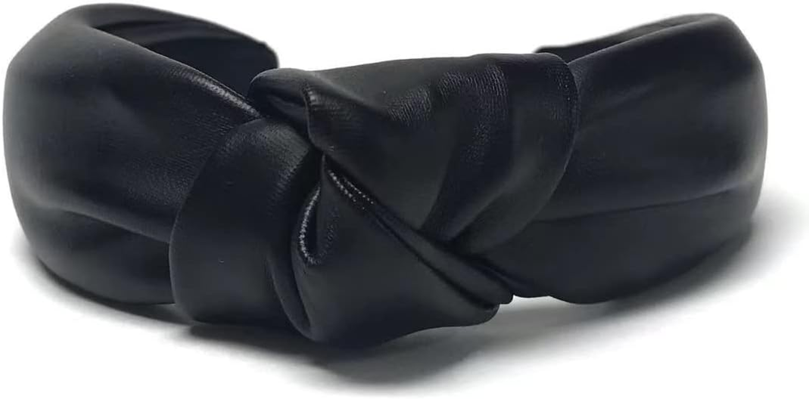 Headband, Knotted Headbands for Women Black Leather, Fashion Headbands for Women Top Knot Headband for Women (Black, One Size) image number 5