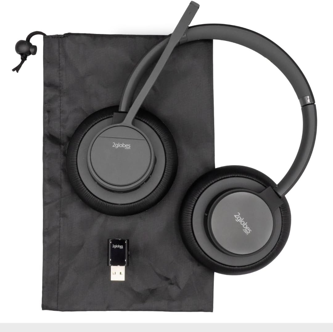 2Globes Hybrid Lite: DECT and Bluetooth Headset with Intuitive Controls and Seamless Device Integration - Black image number 1