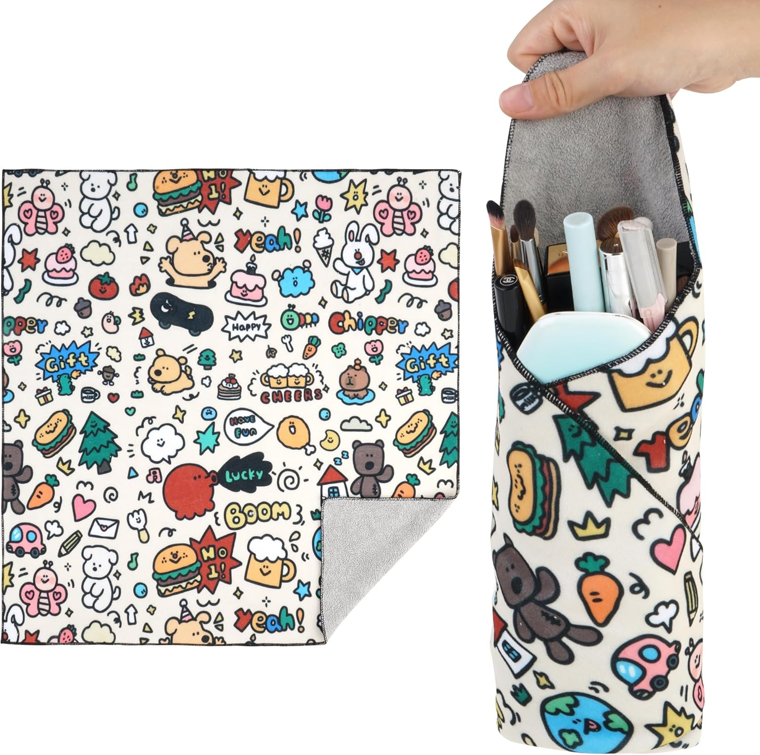 Walking Way Self-Adhesive Magic Cloth Makeup Bag, Portable Protective Cosmetic Pouch, Camera Lens Wrap, Stylish Travel Organizer for Beauty Essentials, Travel, Gifts & Daily Use