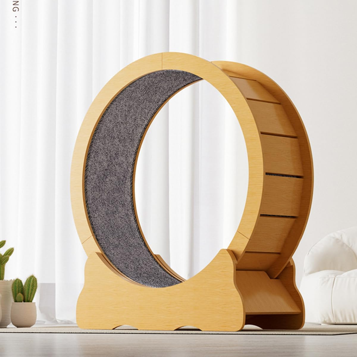 AIMALL Advanced Cat Treadmill: High-Quality Wooden Fitness Wheel with Silent Roller & Anti-Clip Features for Active Cats, Measuring 37X34.25 Inches image number 6