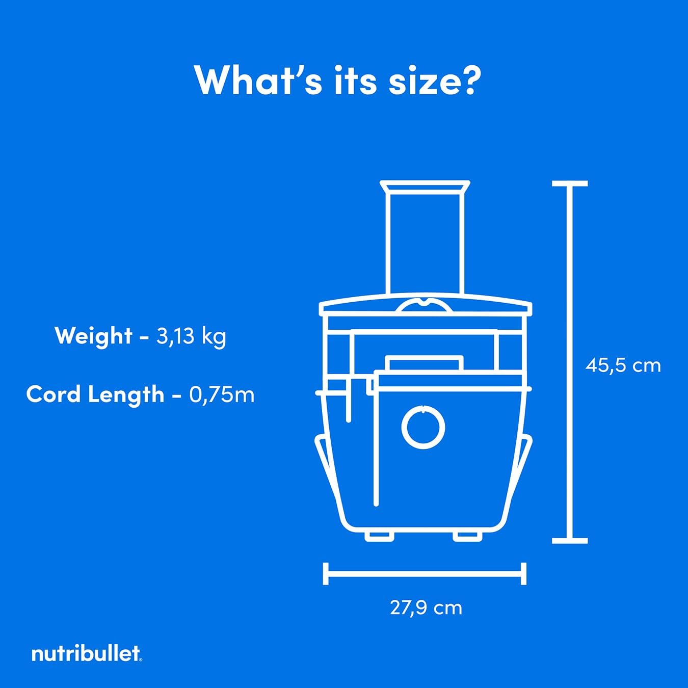 Nutribullet 800W Centrifugal Juicer - 8 Piece Set - 1.5L Pulp Basin & 800Ml Juicer Pitcher - Two Speeds, Wide 3" Chute, No-Drip Spout & Dishwasher Safe - Juice Tough Fruits and Vegetables with Ease image number 4
