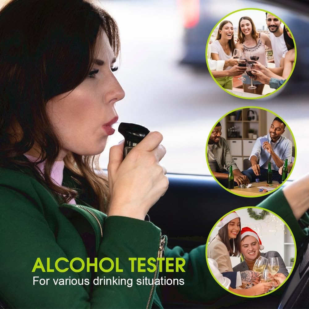 Chamgeco Alcohol Checker Breath Alcohol Tester, Portable Alcohol Breathalyzer Tester with Keychain, Professional-Grade Accuracy Digital Alcohol Detector Breath Checker Analyzer with 5 Mouthpieces image number 6
