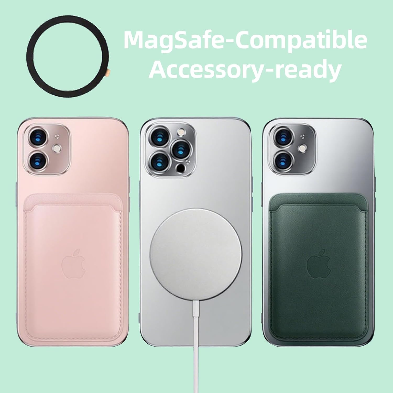 ONBPIY Magnetic Adapter Ring 3Pcs Universal Phone Magnet Sticker Compatible with Iphone Samsung Android for Wireless Charging Car Mount Black image number 1