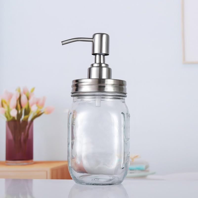 Alipis 4Pcs Soap Dispenser Pump Head Stainless Steel Mason Jar Pump Lid for 70Mm Jars Ideal for Kitchen and Bathroom Use Rust-Resistant and Easy to Operate image number 1