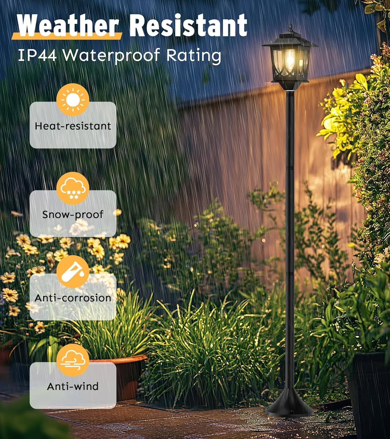 63" Solar Lamp Post Light 2Pack, Solar Light Posts for outside Waterproof, Outdoor Lamps for Patio, Backyard, Front Porch Decor, Warm White, Replaceable Bulb image number 1