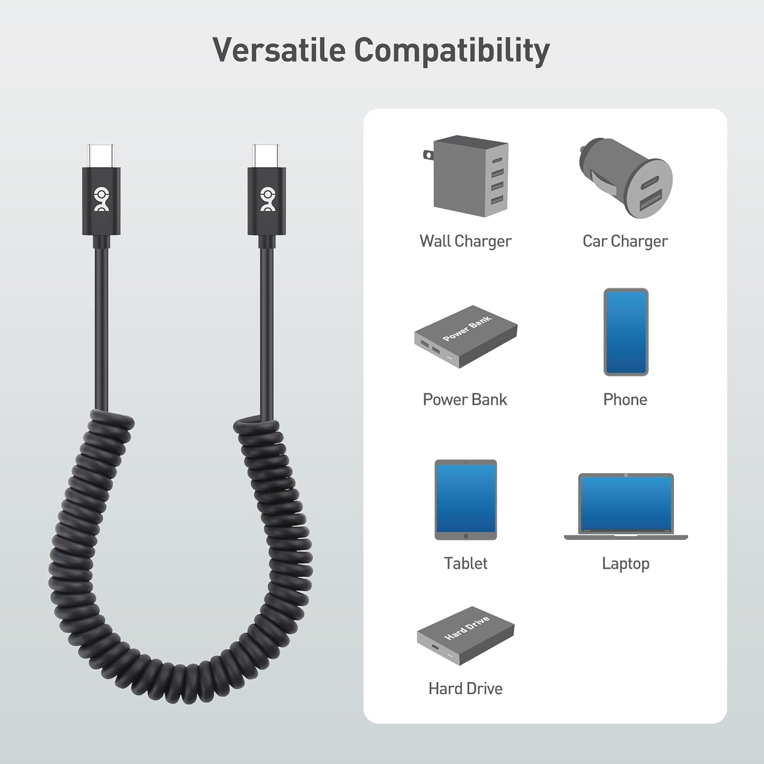Cable Matters 2-Pack Coiled USB C to USB C Cable 30-120Cm, 3A 60W Fast Charging, Support Apple Carplay, Android Auto, USB C Charger Cable, for Iphone 16/15 Pro Max Plus, Galaxy S23, Ipad Pro image number 2