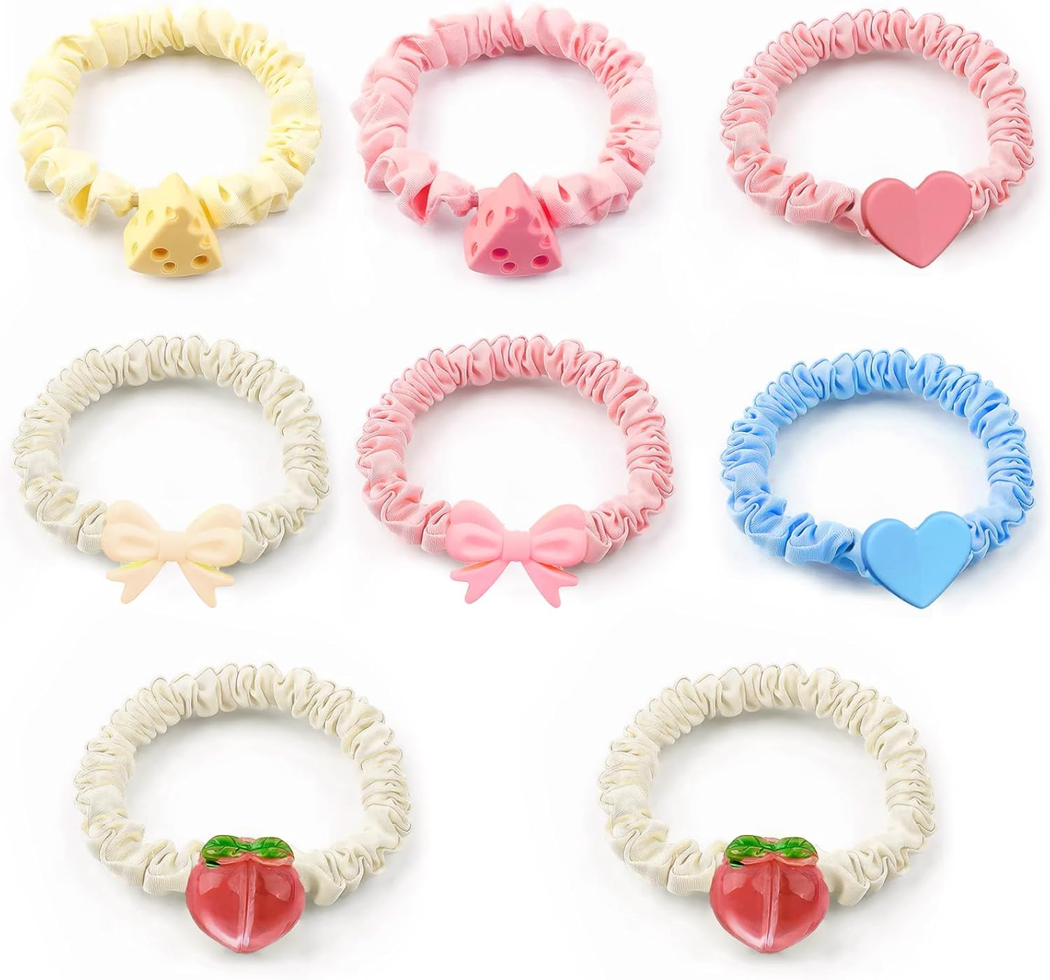 RTRTGS Pack of 8 Hair Bobbles Silk Scrunchies Satin for Women Hair Scrunchies Soft Elastic Silk Large for Women Girls