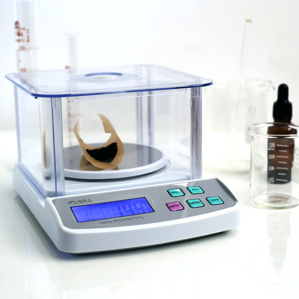 600 G Digital Lab Scale, Piece Counting, Wind Shield, Stainless Steel Pan, Backlit LCD, Multiple Weight Units, Capacity: Max 600 G, Min 0.05 G, Division 0.01 G image number 1