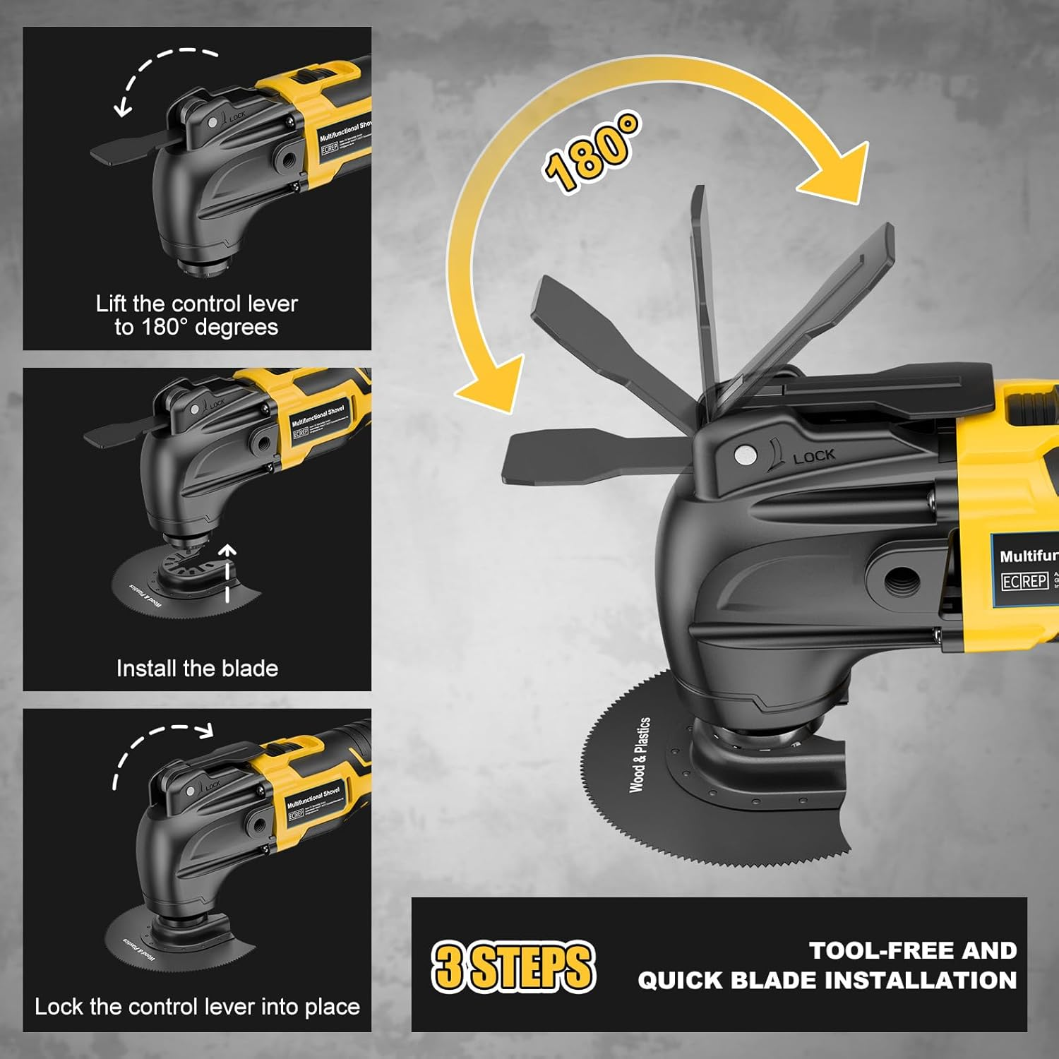 Battery Oscillating Multi Tool for Dewalt 18V 20V Battery (Without Battery) Brushless Oscillating Tool Set with 6 Variable Speeds Tool Removal Tool Scrape Tool with 23 Accessories image number 3