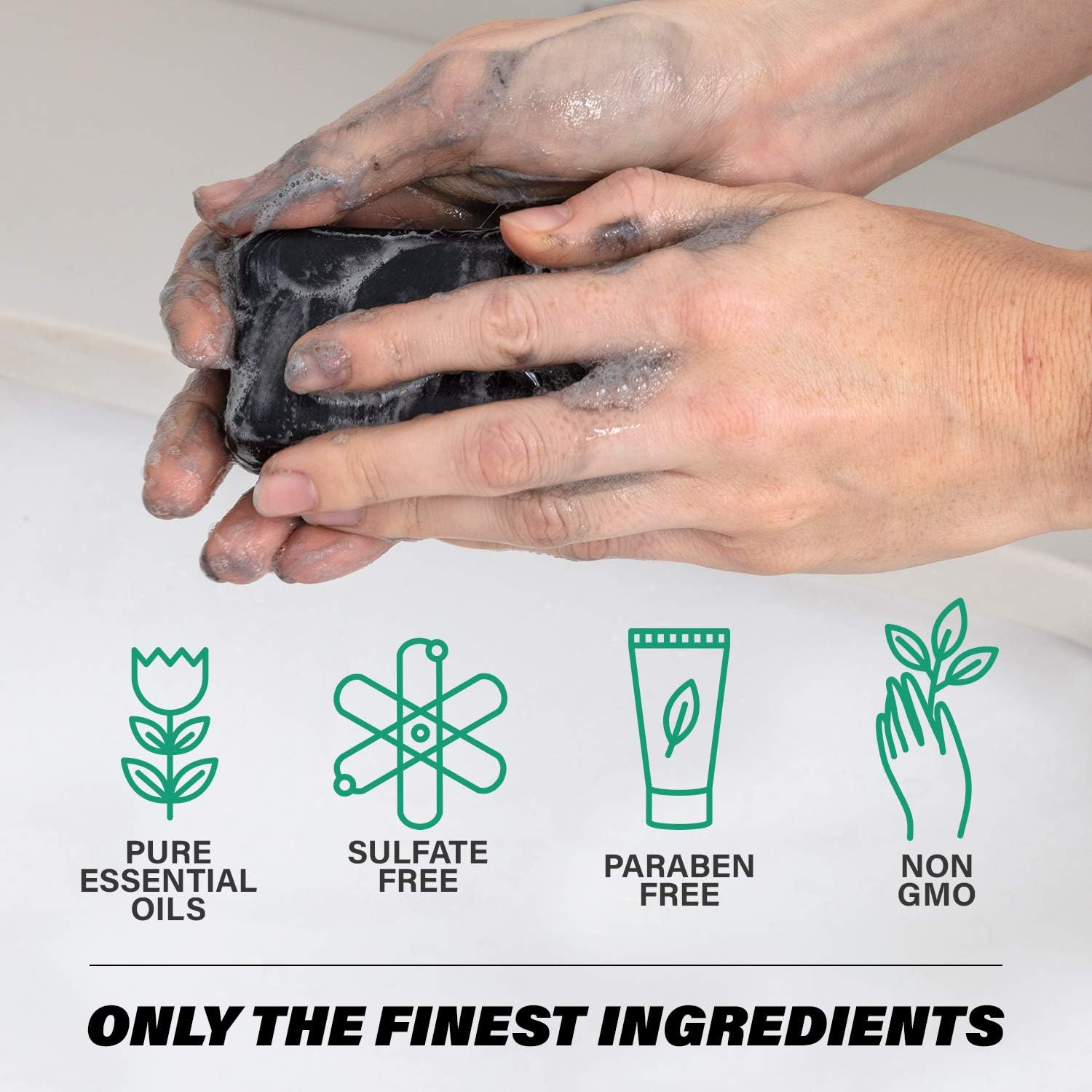 Southern Natural Handmade Activated Charcoal Soap Bar for Face & Body - Perfect for Sensitive Skin & Dry Skin Relief &ndash; with Dead Sea Mud, Goat Milk & Peppermint Essential Oil &ndash; 2 Pack, 4.5 Oz image number 5