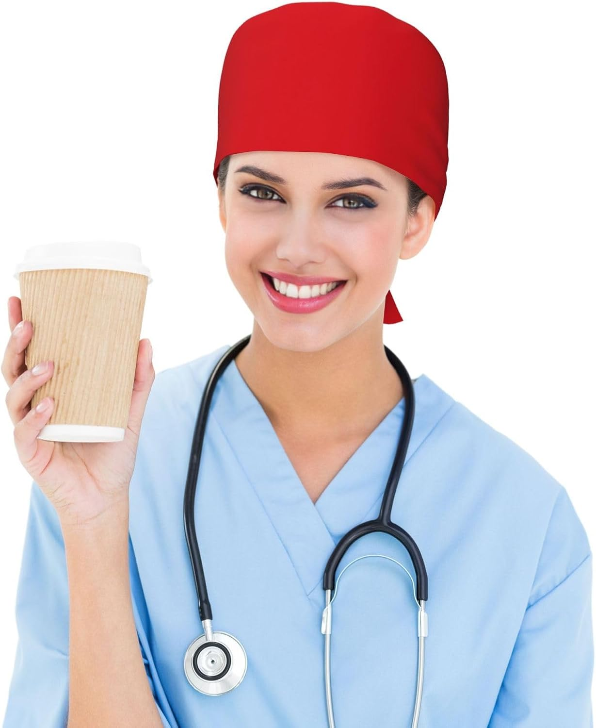 WHJDPP Solid Color Red Printing Cleaning Working Cap Chef Hat for Women and Men, for Surgical, Nursing image number 4