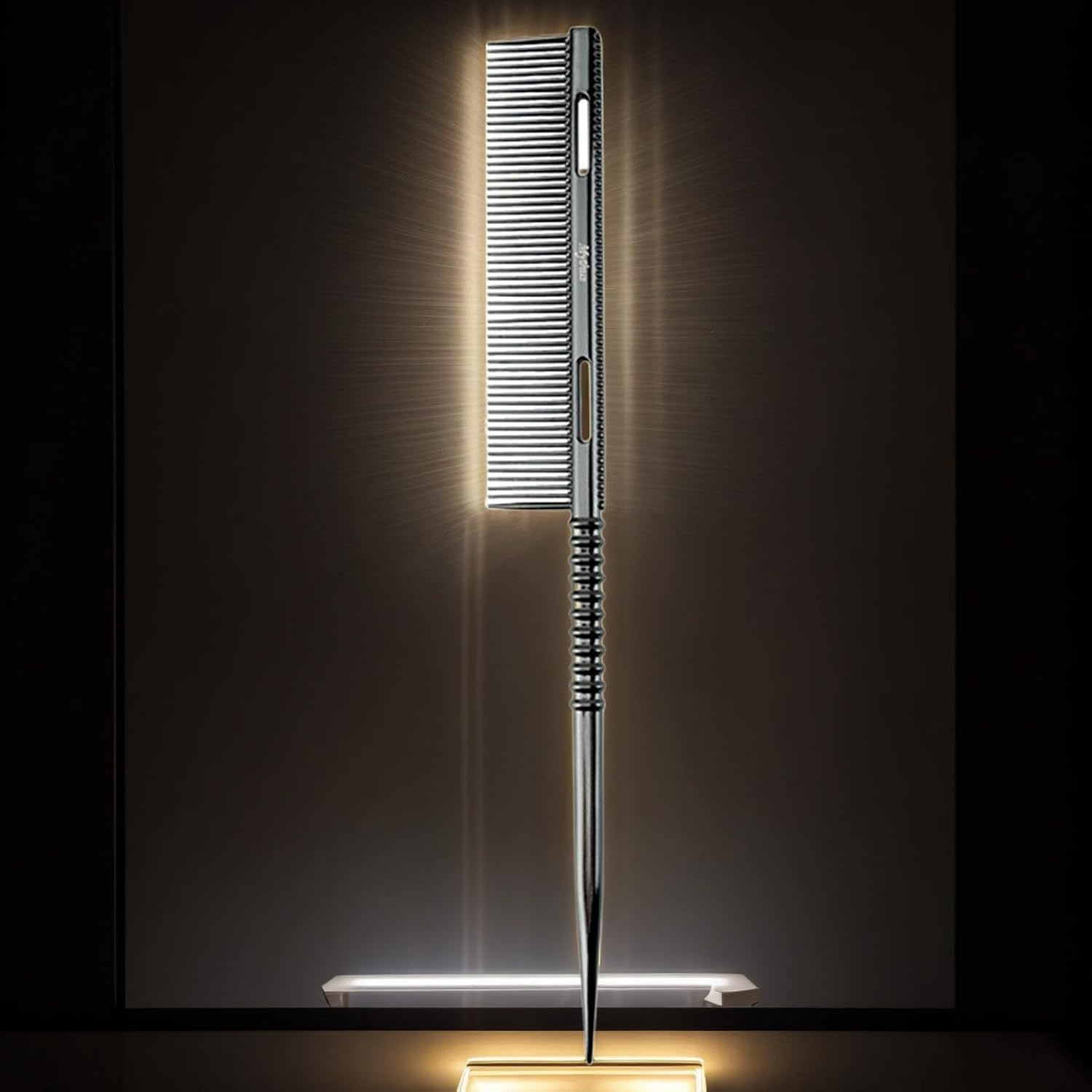 Tail Comb - Metal Parting Tooth Tail Hair Brush,Ergonomic Detangling Styling Comb for Daughter Wife Girlfriend - Black image number 4