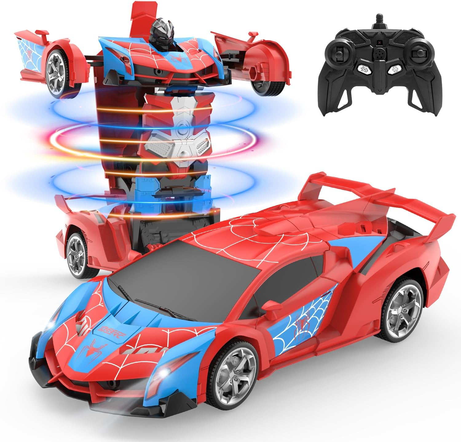 DEERC Spider RC Car Transform Robot, 2.4Ghz Remote Control Spider Cars for Kids, 1:18 Scale Robot Toy Car W/One-Key Transformation, 360&deg; Rotation, Auto Mode, Rechargeable Battery, Robot for Man Boys image number 3